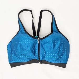 Victoria's Secret Front Zip Blue Sports Bra 34C